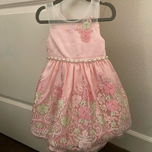 Pink floral dress for little girls
